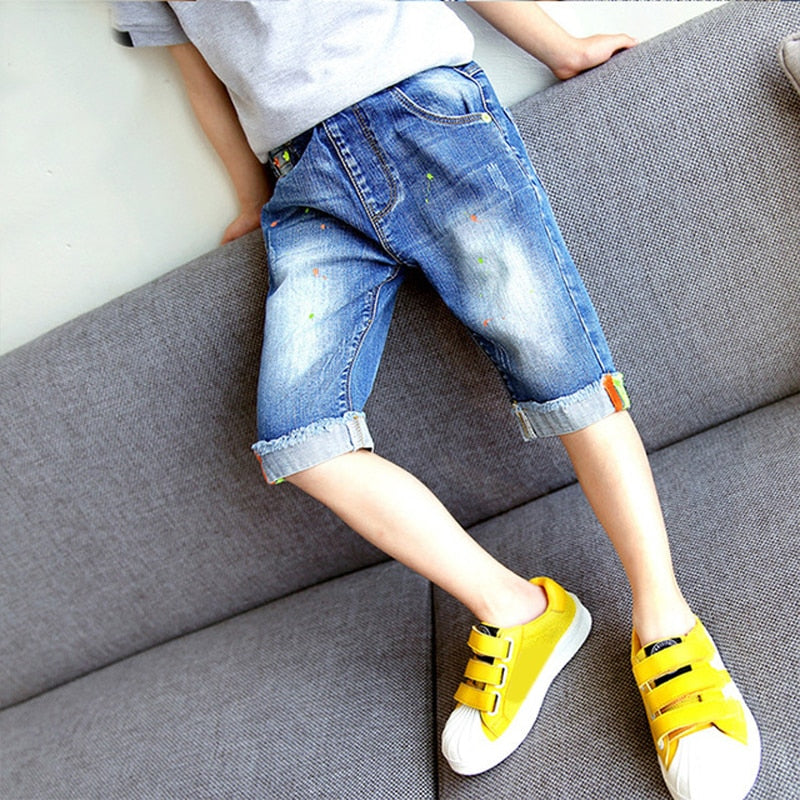 IENENS Shorts Denim Thin Short Trousers Children Short Jeans Kids Baby Stretch Boardshorts Boy Summer Shorts Staright Jeans