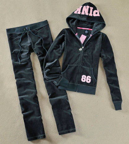 PINK Women Velvet fabric Tracksuits Velour suit women Track suit Hoodies and Pants SIZE S - XL