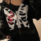 Punk Gothic Letter Print Hoddie Y2k For Men Full Zip Hoodie