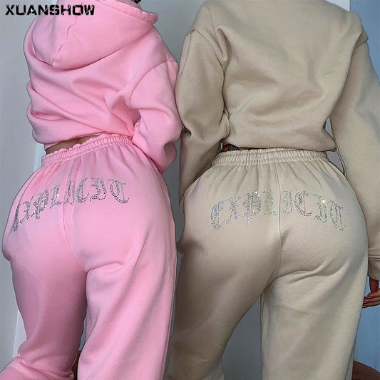 Tracksuit 2 Piece Set Women Diamonds Explicit