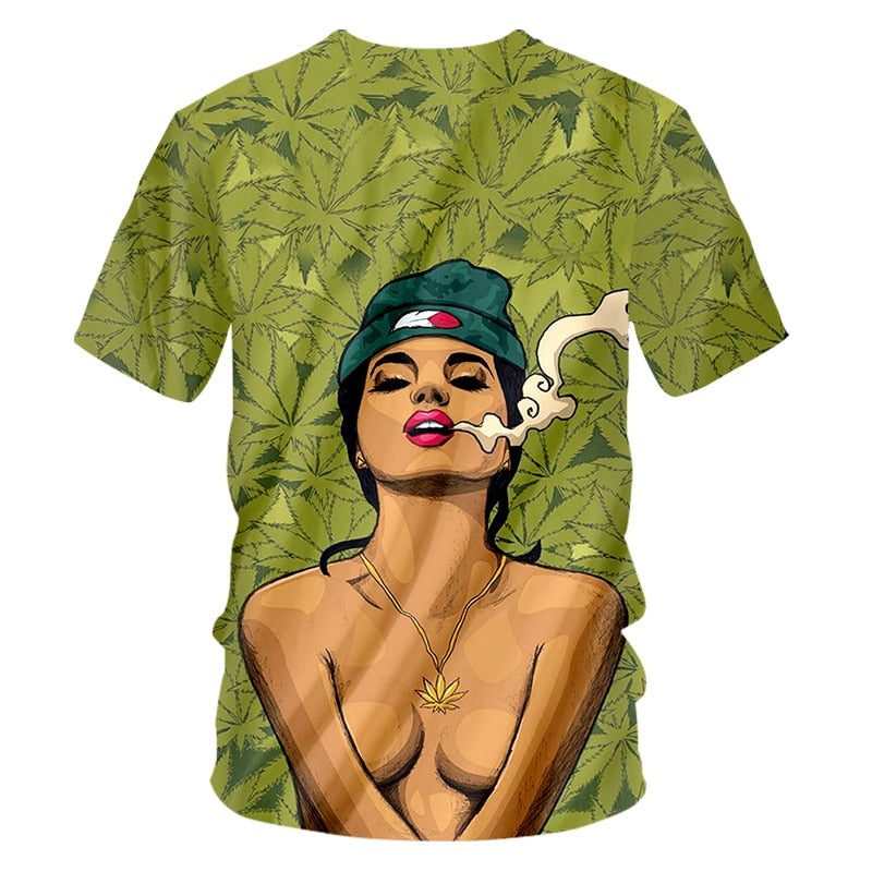 CJLM Harajuku Men 3d Tshirts Print Green Hemp Leaf Spit Tobacco T-shirts Man Short Sleeve Oversized T shirt Aesthetic Summer 7XL