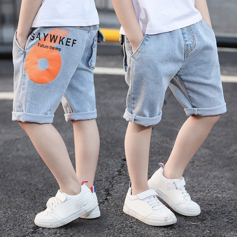 IENENS Shorts Denim Thin Short Trousers Children Short Jeans Kids Baby Stretch Boardshorts Boy Summer Shorts Staright Jeans