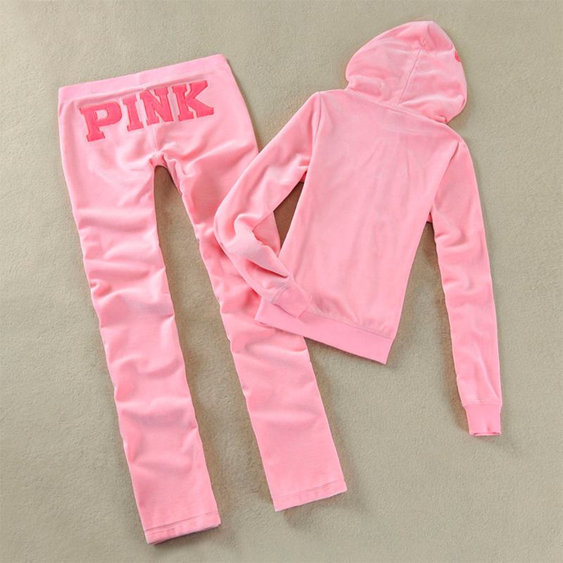 PINK Women Velvet fabric Tracksuits Velour suit women Track suit Hoodies and Pants SIZE S - XL