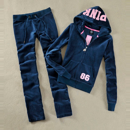 PINK Women Velvet fabric Tracksuits Velour suit women Track suit Hoodies and Pants SIZE S - XL