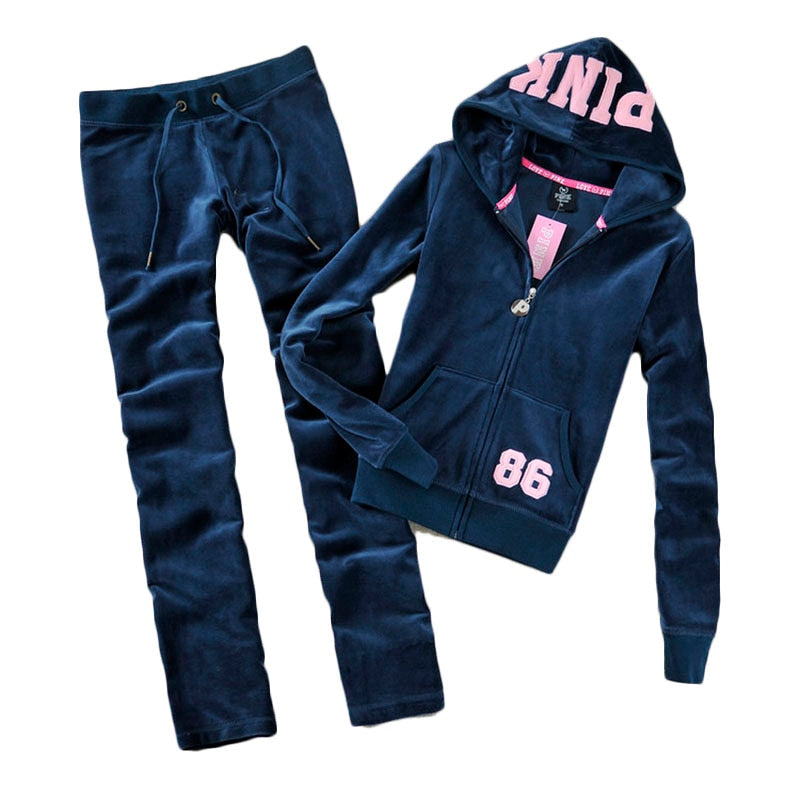 PINK Women Velvet fabric Tracksuits Velour suit women Track suit Hoodies and Pants SIZE S - XL