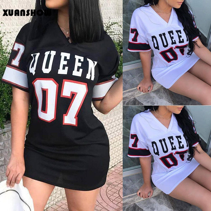 2022 Summer Dress Women New Casual Loose Cotton Linen Sexy Short Sleeve V-neck Letters Bodycon Dress Vestidos