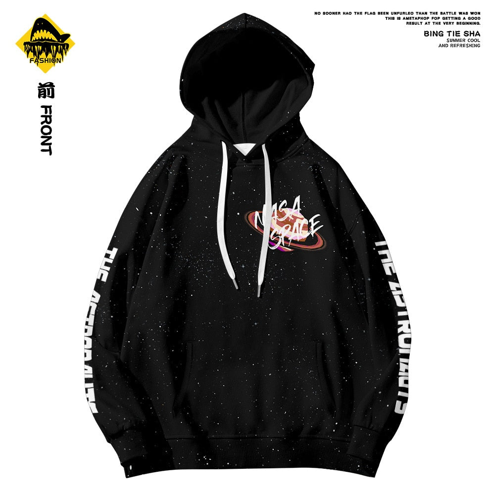 Men's Hoodies Harajuku Astronaut Printed Hoodie Male Streetwear