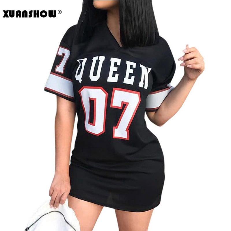 2022 Summer Dress Women New Casual Loose Cotton Linen Sexy Short Sleeve V-neck Letters Bodycon Dress Vestidos