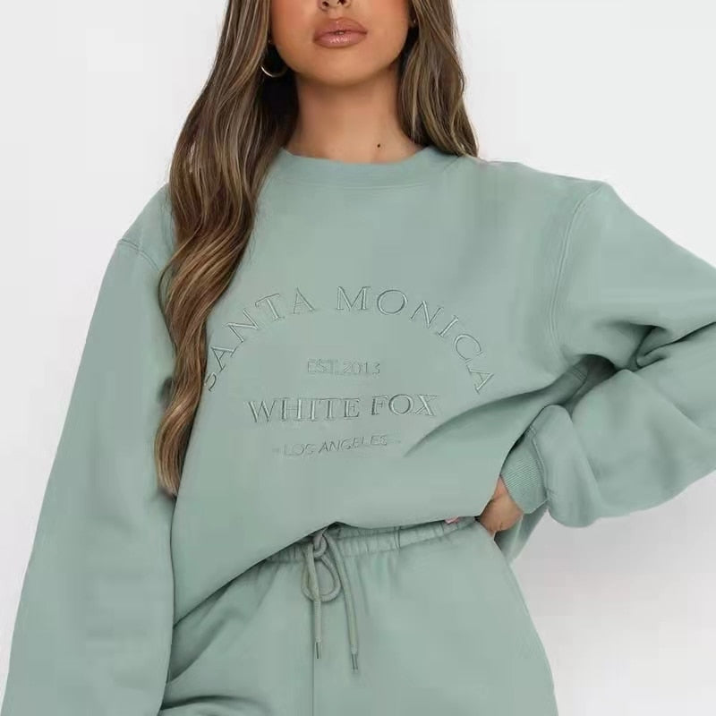 White Fox Vintage American Oversized y2k Sweatshirt Women Street wear