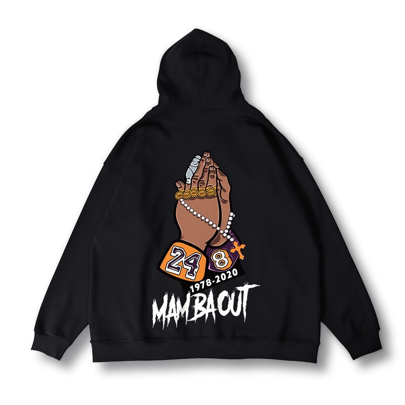 R.I.P. Mamba Print Hoodies Mens Streetwear Zip up Hooded Sweatshirt Vintage Fashion