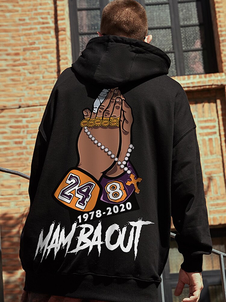 R.I.P. Mamba Print Hoodies Mens Streetwear Zip up Hooded Sweatshirt Vintage Fashion