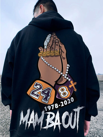 R.I.P. Mamba Print Hoodies Mens Streetwear Zip up Hooded Sweatshirt Vintage Fashion