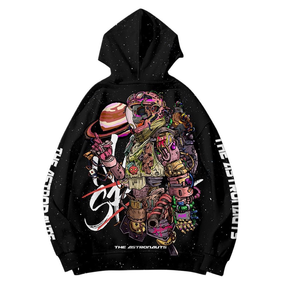 Men's Hoodies Harajuku Astronaut Printed Hoodie Male Streetwear