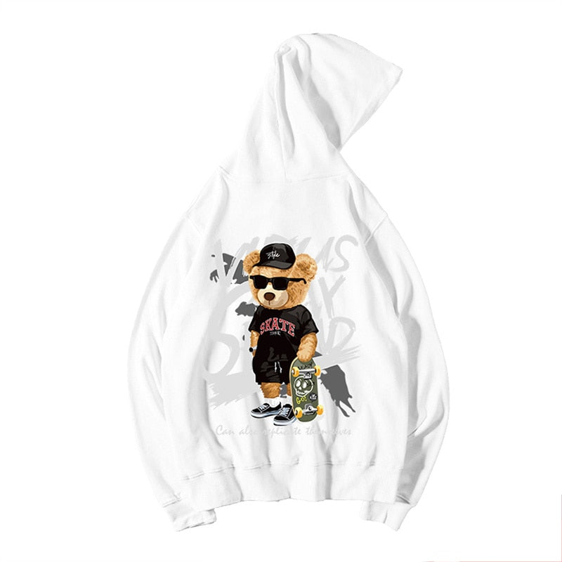 Skate Bear Anime Print Hoodies Men and Women Oversize Street wear