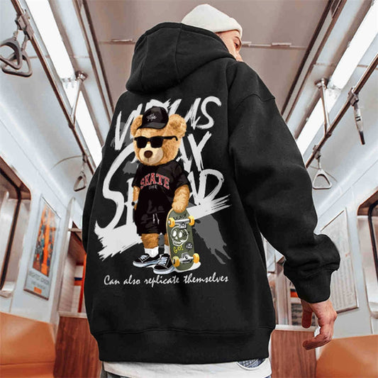 Skate Bear Anime Print Hoodies Men and Women Oversize Street wear