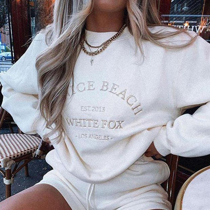 White Fox Vintage American Oversized y2k Sweatshirt Women Street wear