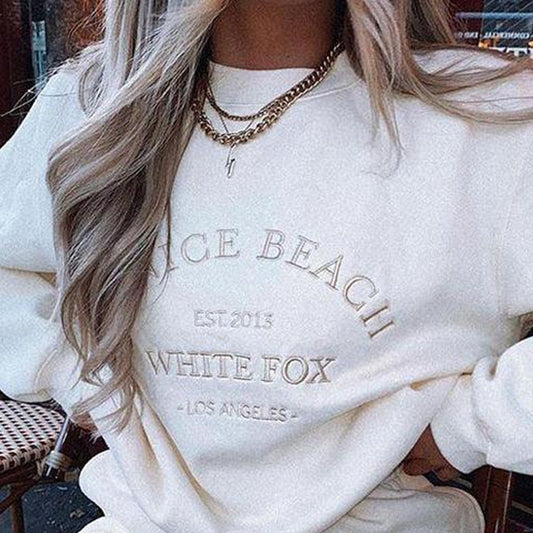 White Fox Vintage American Oversized y2k Sweatshirt Women Street wear