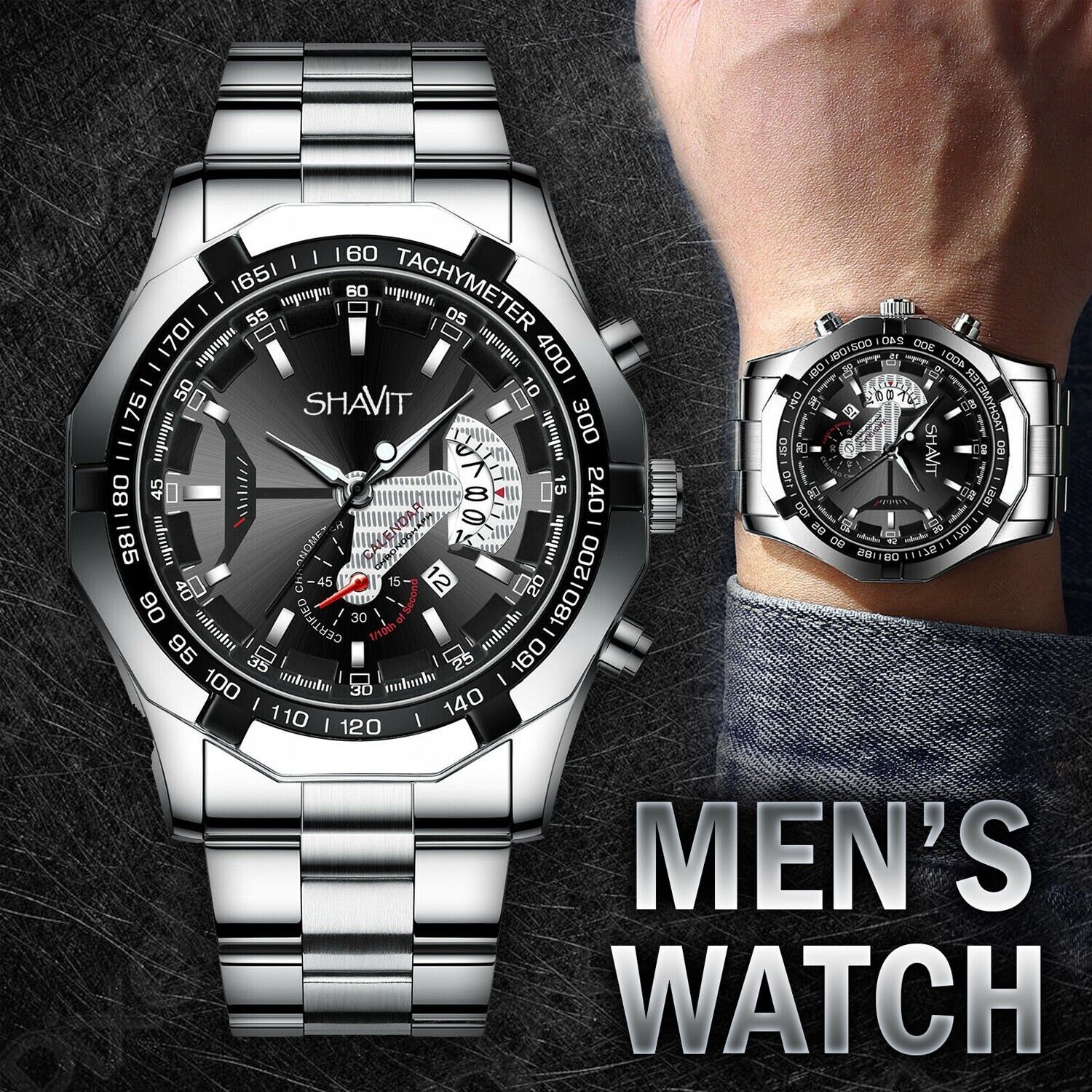 Men's Watch Relojes De Hombre Stainless Steel Quartz Luminous Classic Watches - Street Beats Clothing