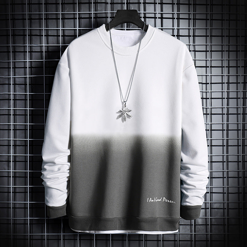 Gradient Color Round Neck Loose Pullover Jersey