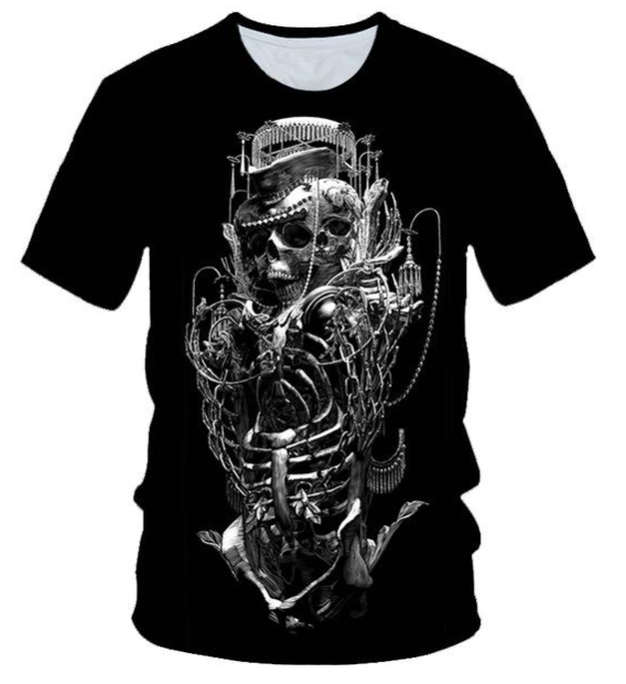 Skull Pattern Men's Motorcycle Punk T-shirt - Street Beats Clothing