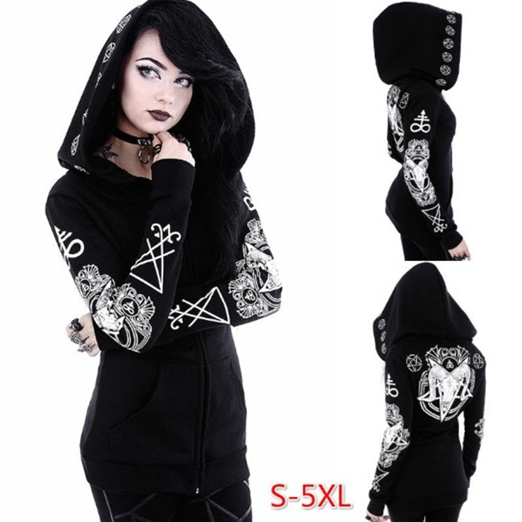 Gothic Punk Print Hoodies Sweatshirts Women Long Sleeve - Street Beats Clothing