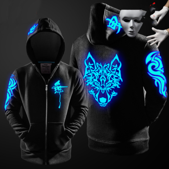 Fashion Ghost Dance Zipper Luminous Sweatshirt - Street Beats Clothing