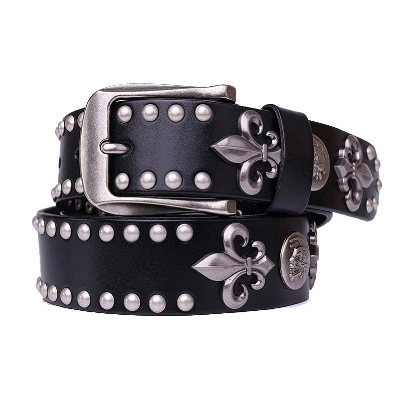 Studded Leather Men's First Layer Cowhide All-match - Street Beats Clothing