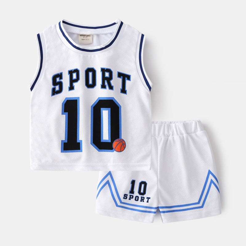 Children's Basketball Clothing Suits Baby Vest Suit Boys Sweatshirt Two-piece Summer Style Tide - Street Beats Clothing