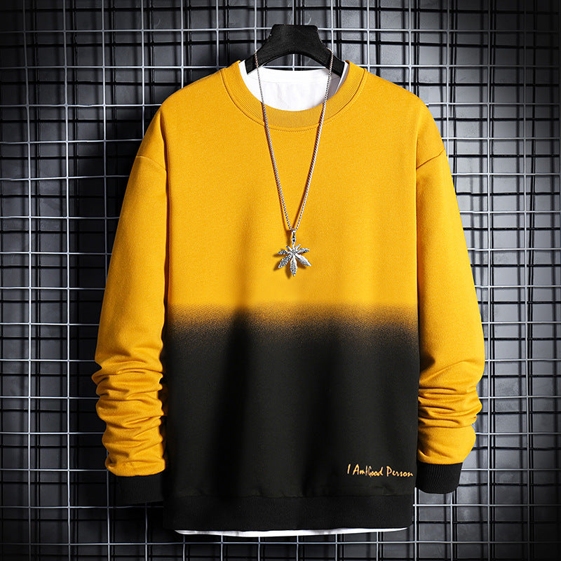 Gradient Color Round Neck Loose Pullover Jersey