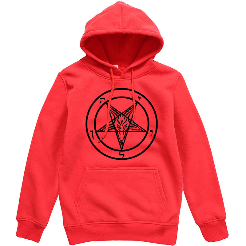 Pentagram Gothic Hidden Satan Men's Fashion Hoodie Sweater Wild Men's Hooded Pullover Fall Winter Fleece - Street Beats Clothing