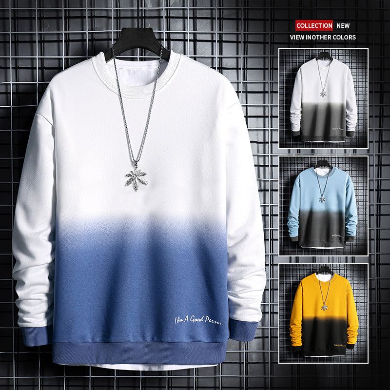 Gradient Color Round Neck Loose Pullover Jersey