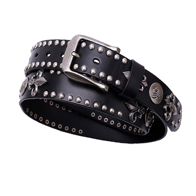 Studded Leather Men's First Layer Cowhide All-match - Street Beats Clothing